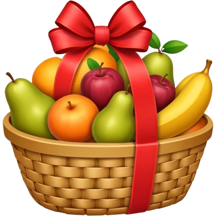 A luxury basket with wrapped fruits and ribbon bow.








































 emoji