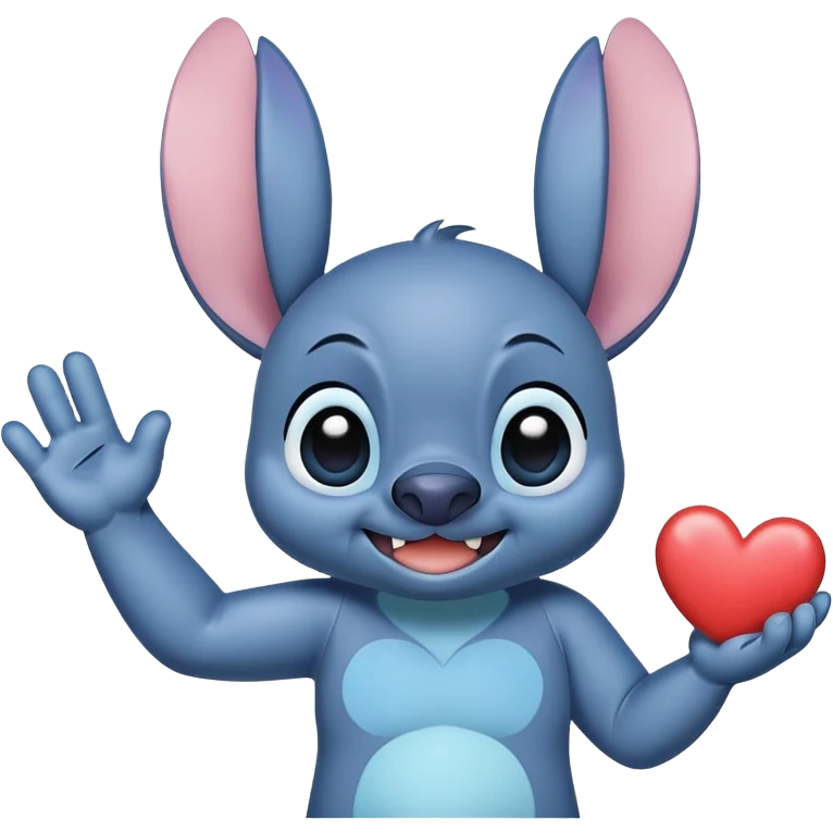 Stich con un corazón diciendo hola bombón emoji