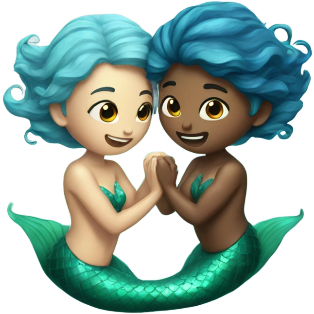 two mermaids in love emoji