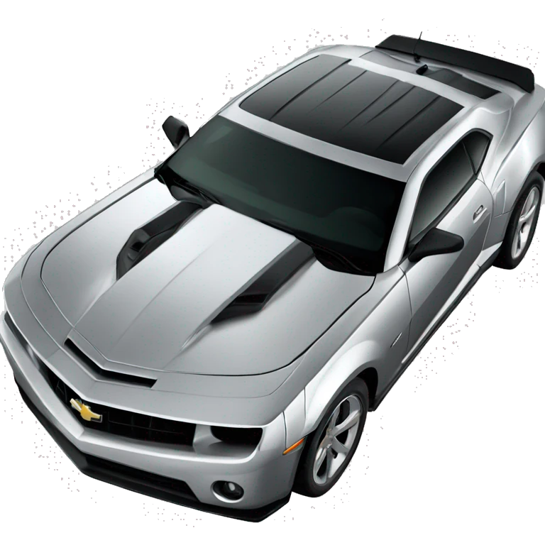 Silver Camaro 2010 with black front lips and black spoiler emoji