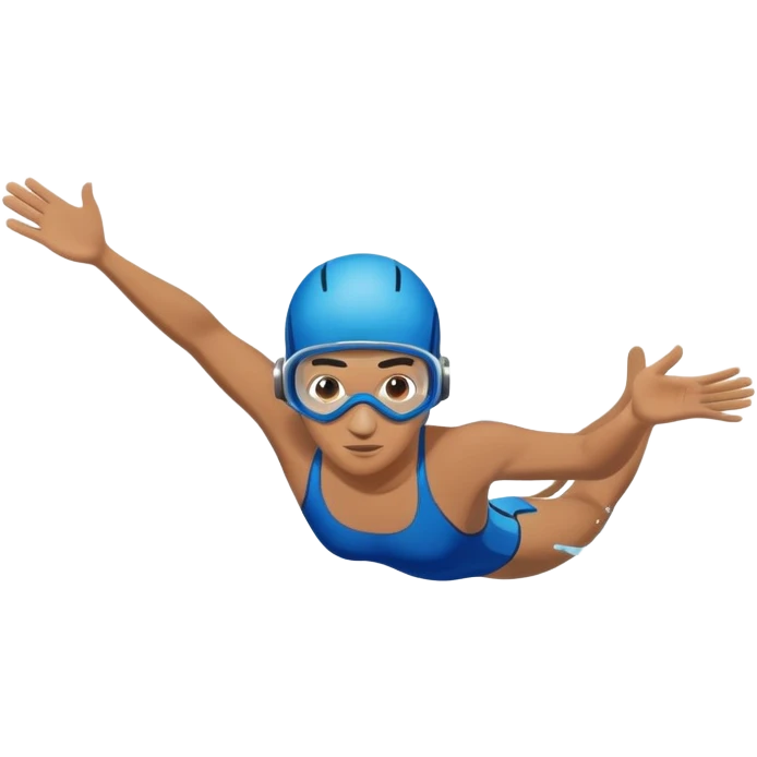 determined pool diver dives into a pool of confidence blue water  emoji