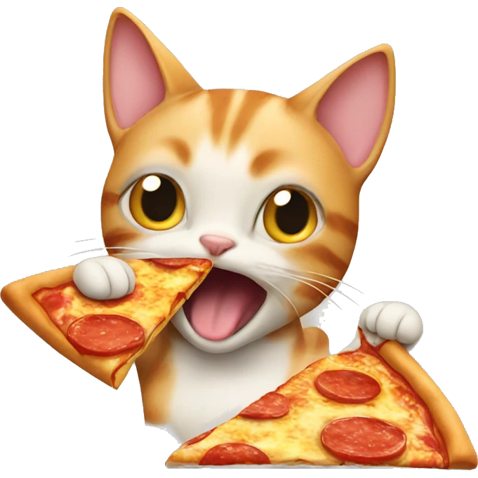 Cat eating pizza emoji