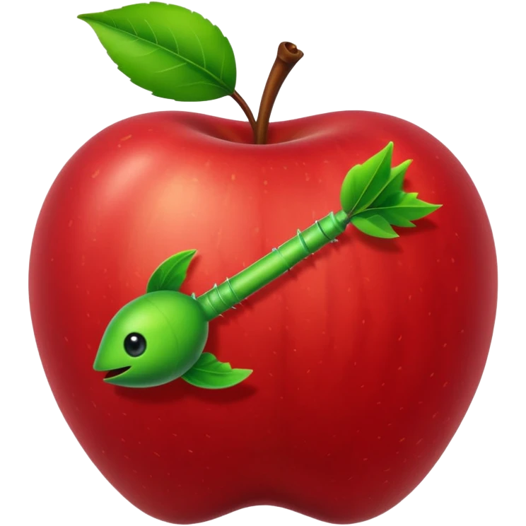 arrow in apple with worm emoji