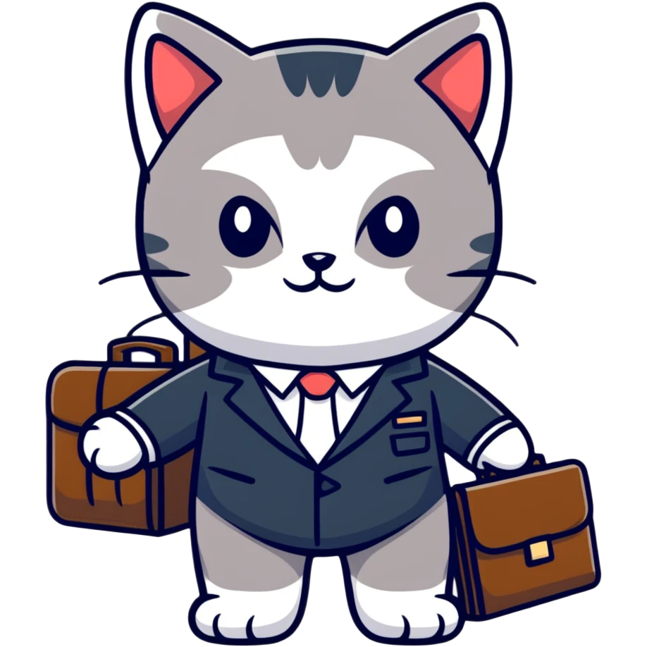 kitten in a suit holding a briefcase emoji