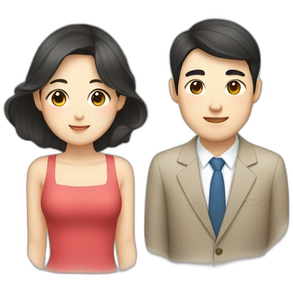 a couple of korean man and vietnamese woman emoji