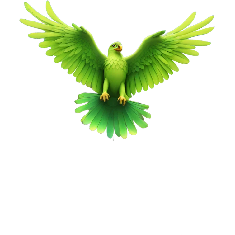 Green eagle flying into building emoji