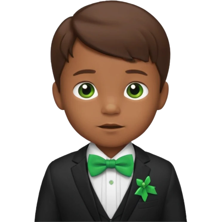 baby boy brown hair in suit, with green bow emoji