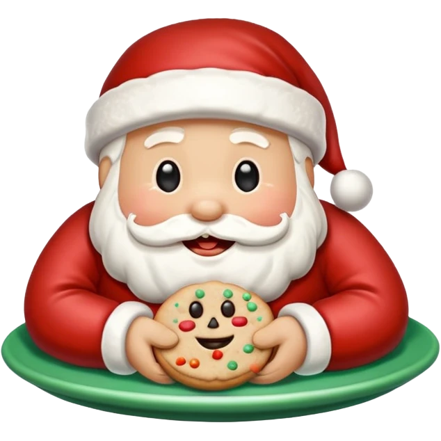 “A cute Christmas-themed Santa cookie, decorated with red and white icing, smiling face, sitting on a small plate, cartoon-style, vibrant colors, festive and cozy mood” emoji