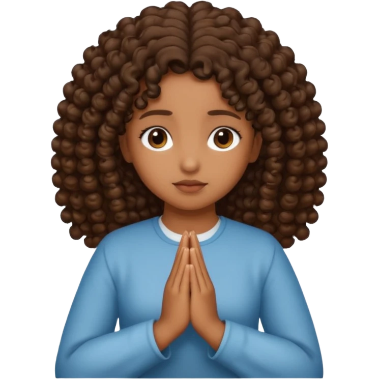 brown girl praying curls emoji