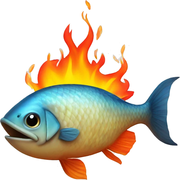 Fish on fire emoji