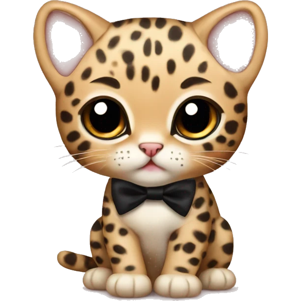 baby cute leopard cat with black bow emoji