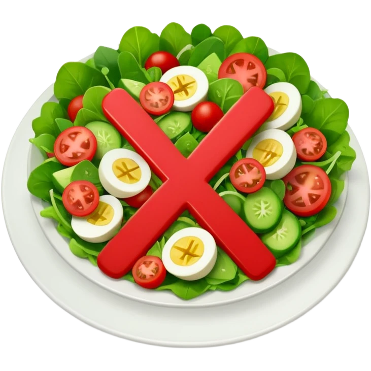 Red circle with x over a salad emoji