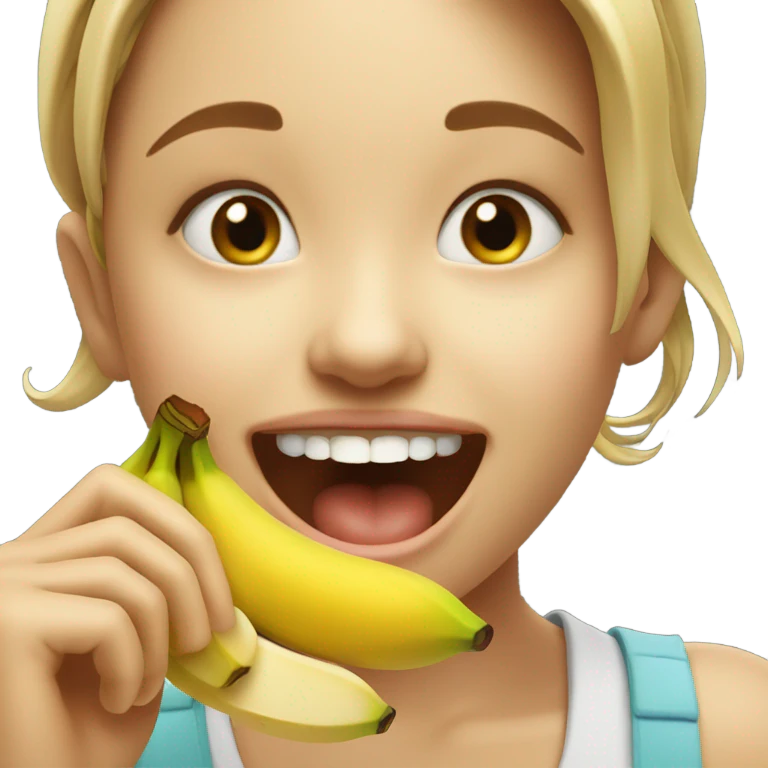 Girl eating banana emoji