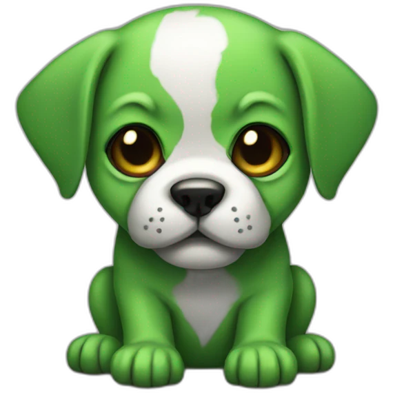 Green puppy with a skull mask on its face emoji