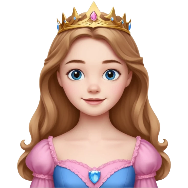 Elle fanning as princess Aurora in Maleficent but with brown hair and blue eyes emoji