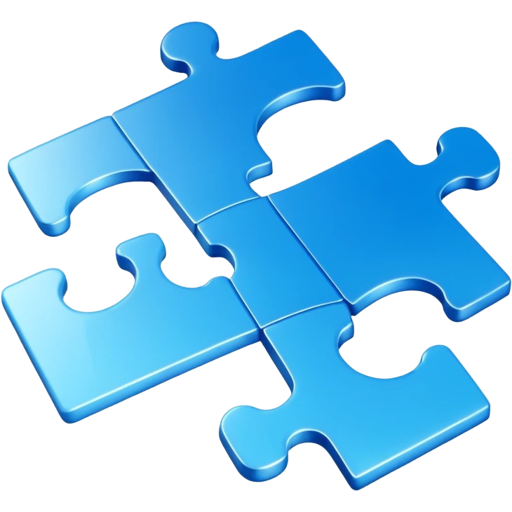puzzle piece emoji in blue professional design for business presentation, clean edges, modern corporate aesthetic emoji