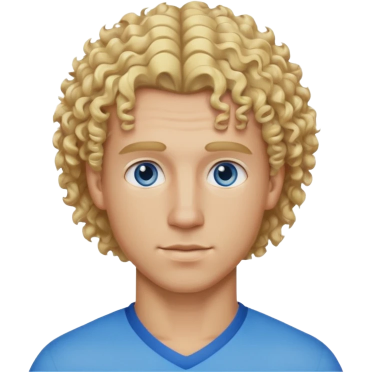 Athletic man with blond curly hair, straight on sides, thick neck  emoji