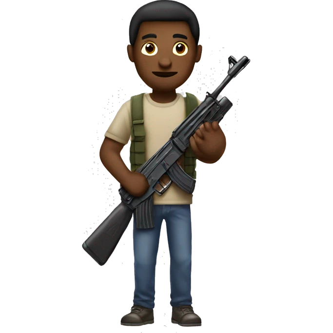 Guy holding giant fake ak47 emoji