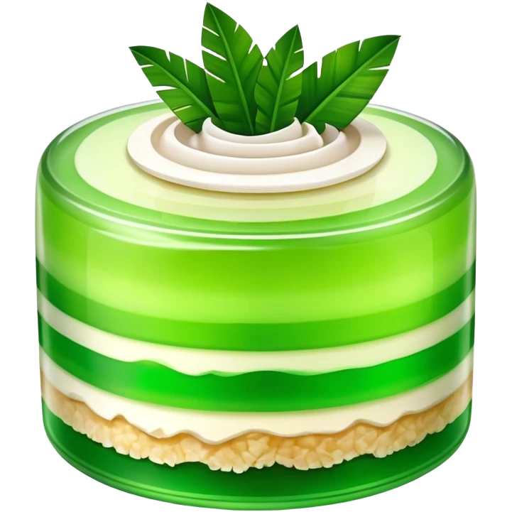 Coconut Pandan Jelly Cinematic Realistic Coconut Pandan Jelly Dessert Emoji, depicted as a layered jelly with distinct strata of coconut and pandan flavors, rendered with delicate textures and vibrant, tropical lighting. emoji