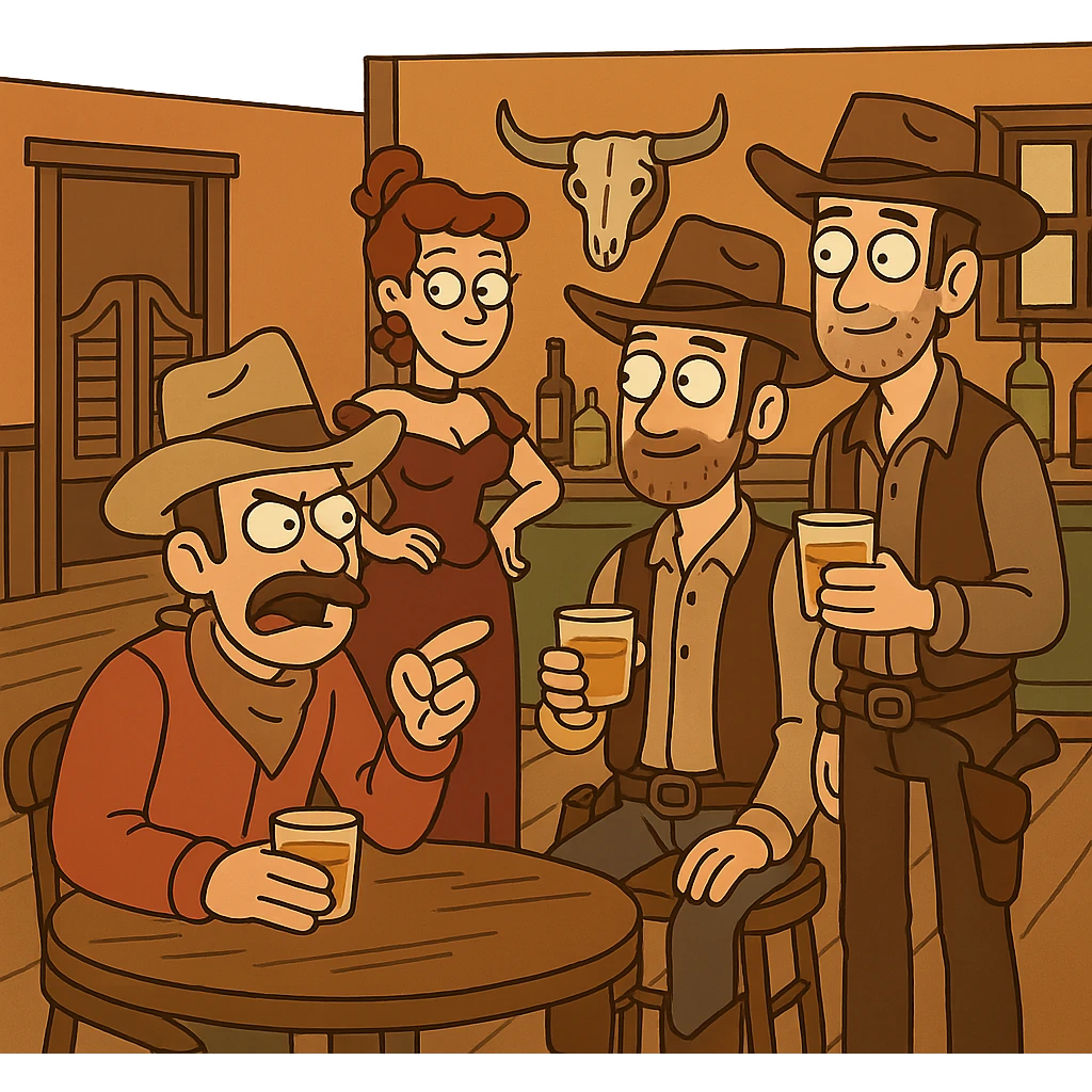 wild west saloon, western cartoon style emoji