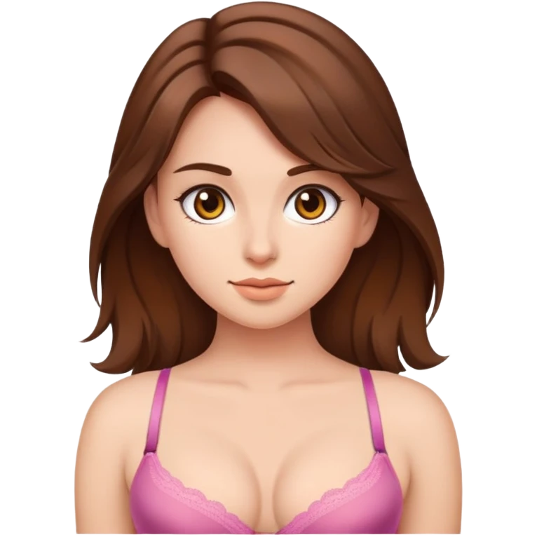 girl with brown hairs in only bra emoji