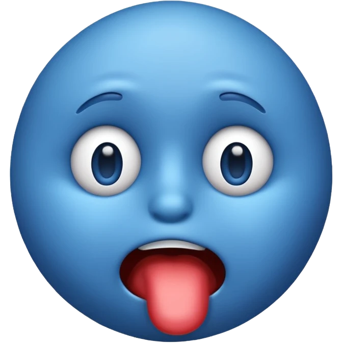 A blue emoji face with the expression of a nervous gulp emoji