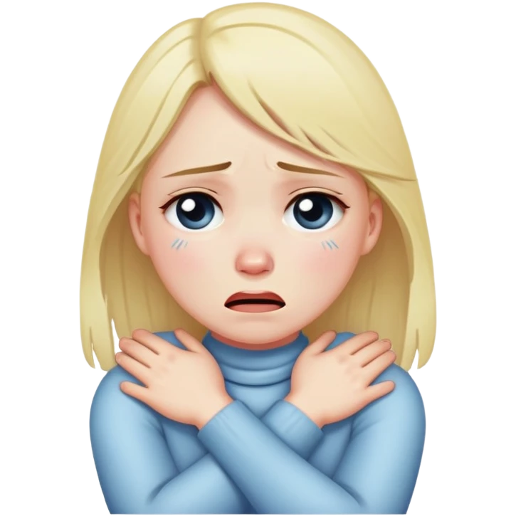 girl crossing arms on neck crying emoji