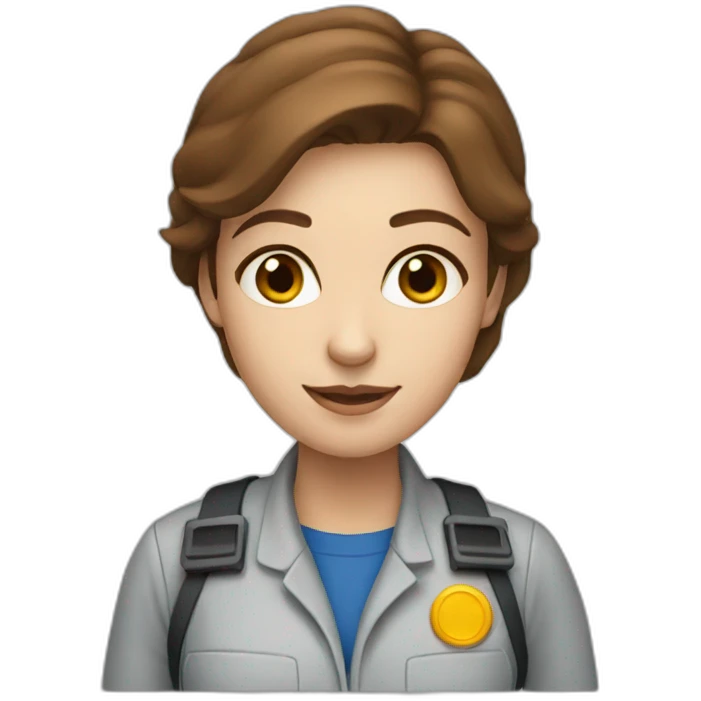 Women engineer, with brown hair and blue eyes emoji