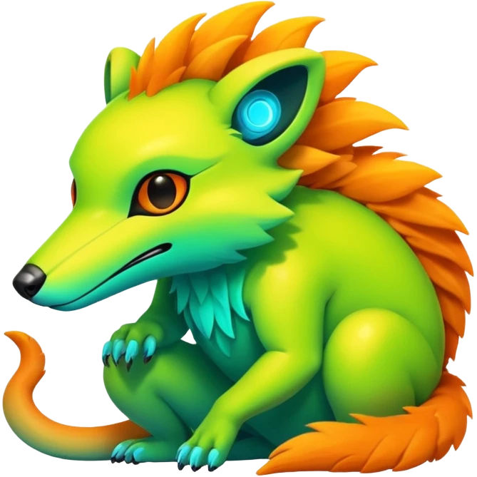 futuristic lush warm-colored neon Fakémon-Vernid-creature emoji