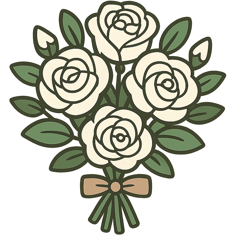 flat toon bouquet of white roses emoji