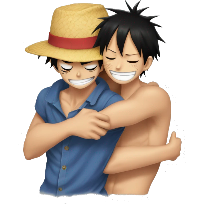 Monkey D. Luffy and his brother ace hugging each other and crying  emoji