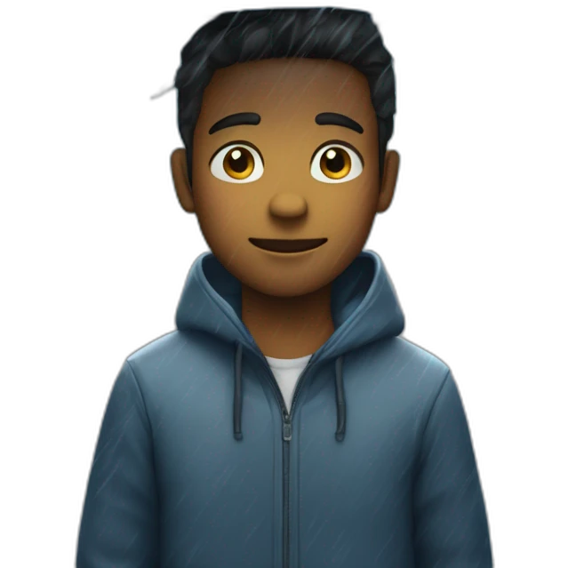 Garçon qui cour sous la pluie emoji