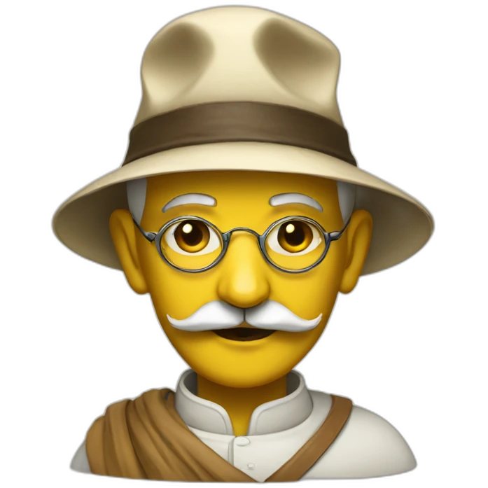 Gandhi with yellow hat and fu manchu emoji