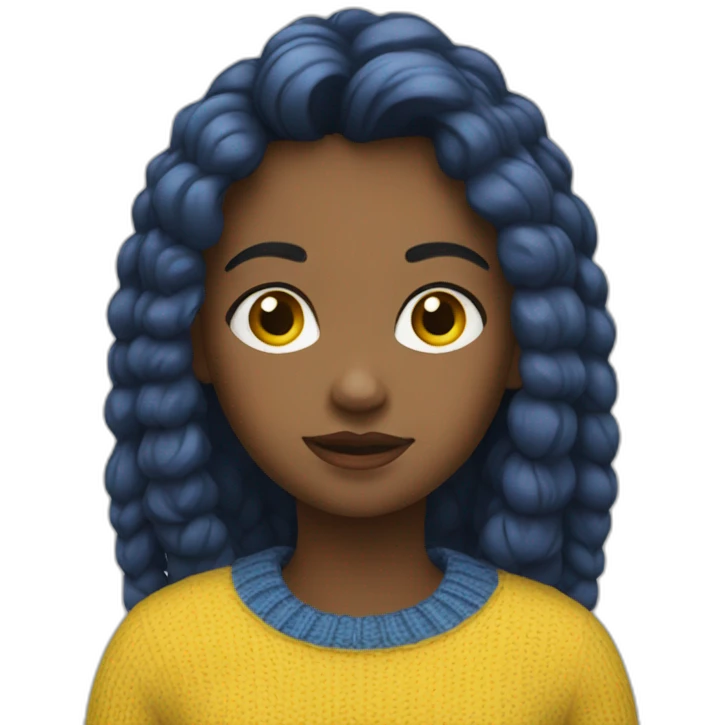 Girl in blue and yellow sweater emoji