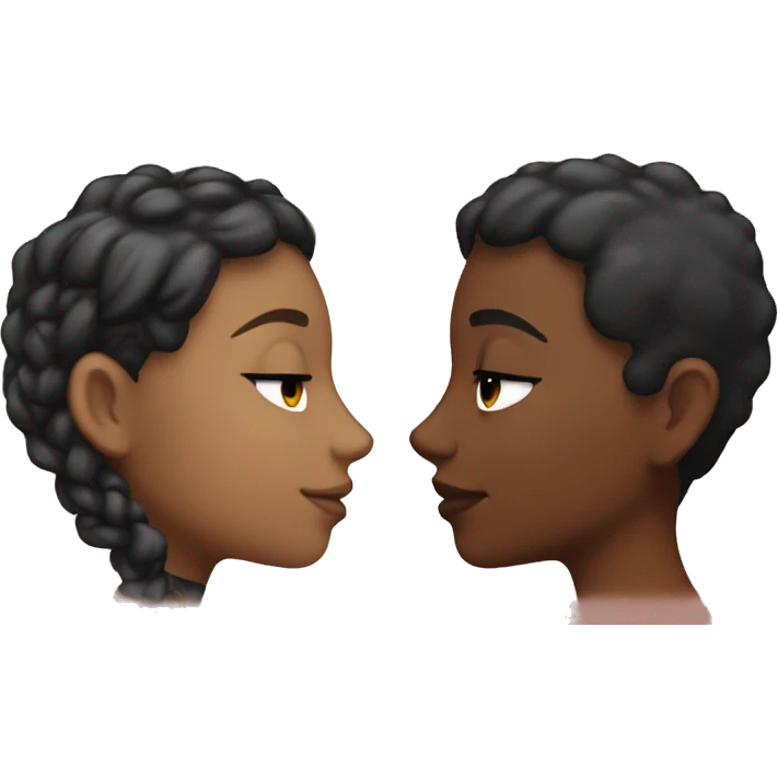 Lesbians kiss interracial couple emoji