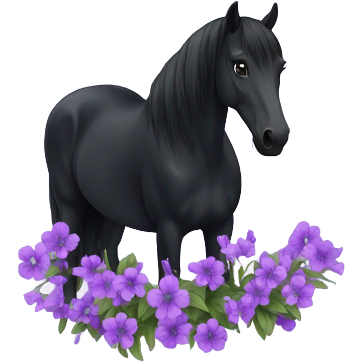 Black horse with purple flowers emoji