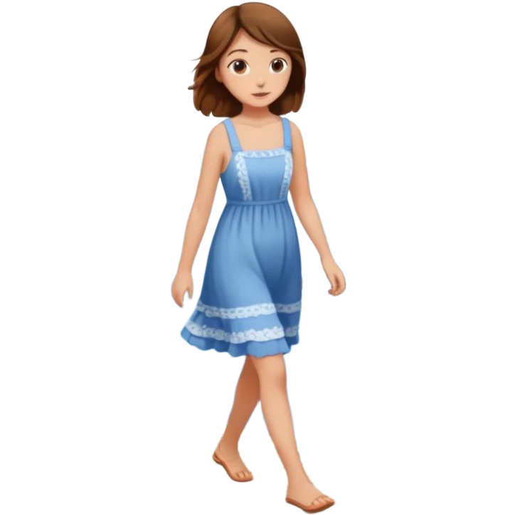 Girl brown hair Going down waterside  emoji