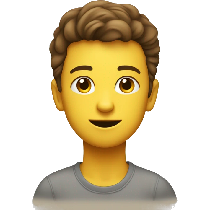 Een bruine jongen met een volledig licht geel t shirt emoji