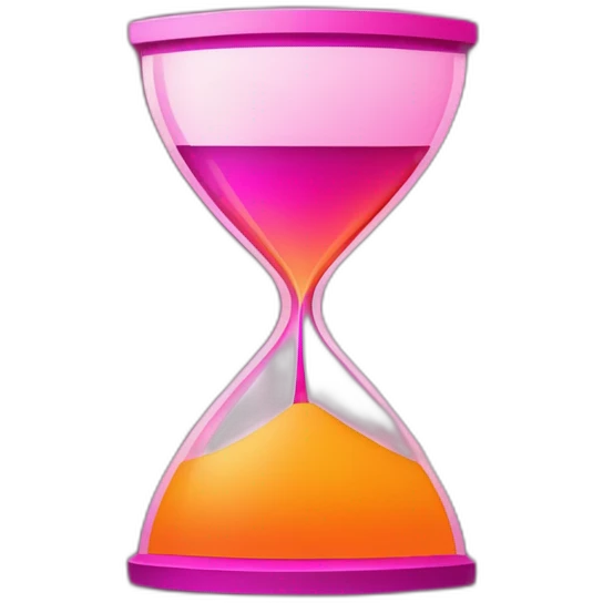 a central hourglass shape formed by widening vertical lines, displaying a magenta to orange gradient, symbolizing speed and innovation for a tech company. emoji