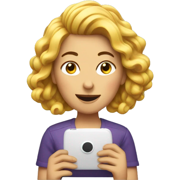 A woman with a fun hair typing on a phone  emoji