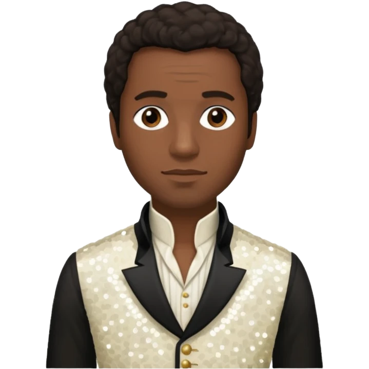 Solomon Northup with dark brown hair, Ivory sequin outfit  emoji
