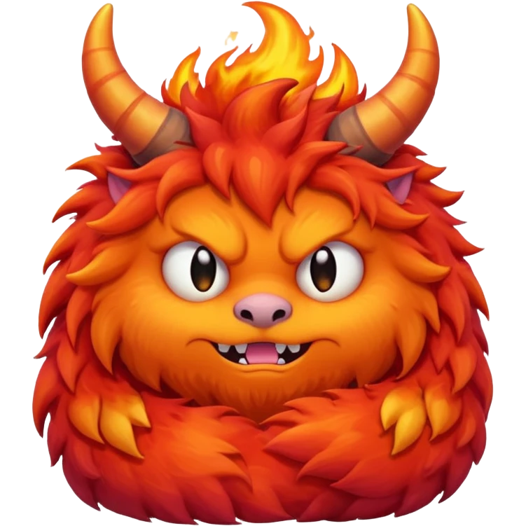 Sleepy cute fluffy flaming monster emoji
