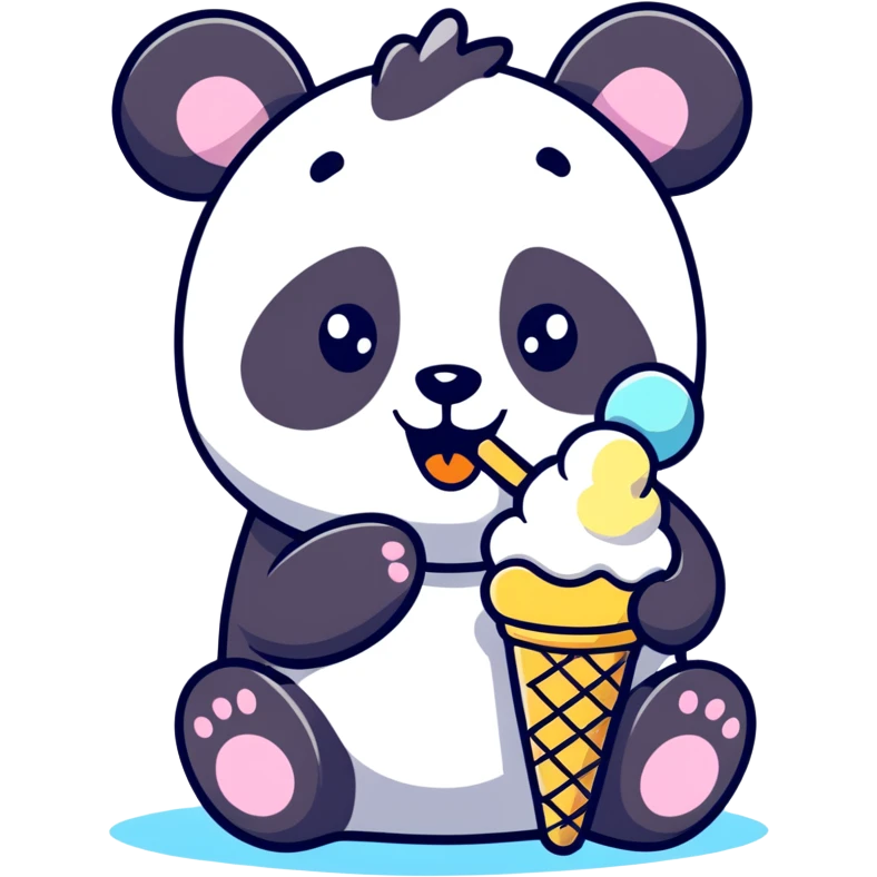 Panda eating ice cream emoji