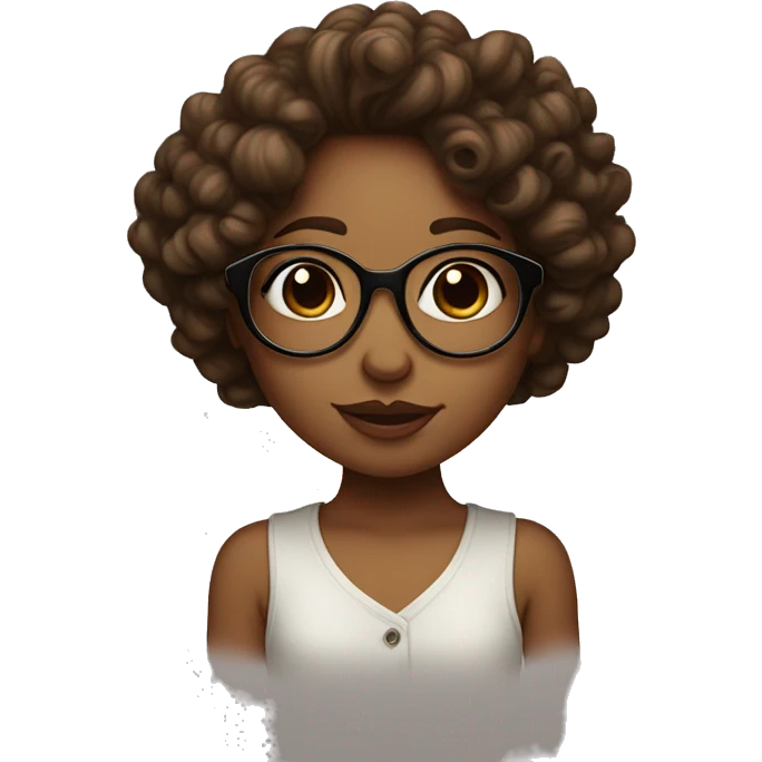 Girl with light médium skin with glasses and brown curls sending a kiss emoji