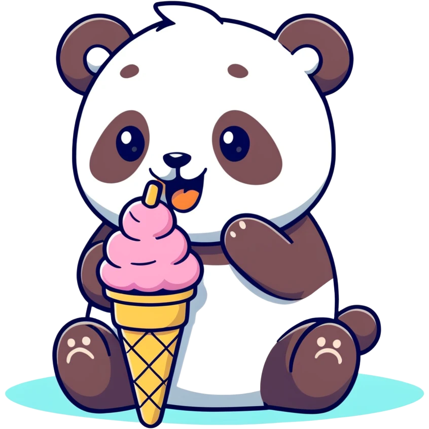 Panda eating ice cream emoji