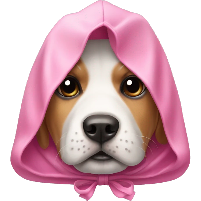 dog wearing a hood with a pink bow  emoji