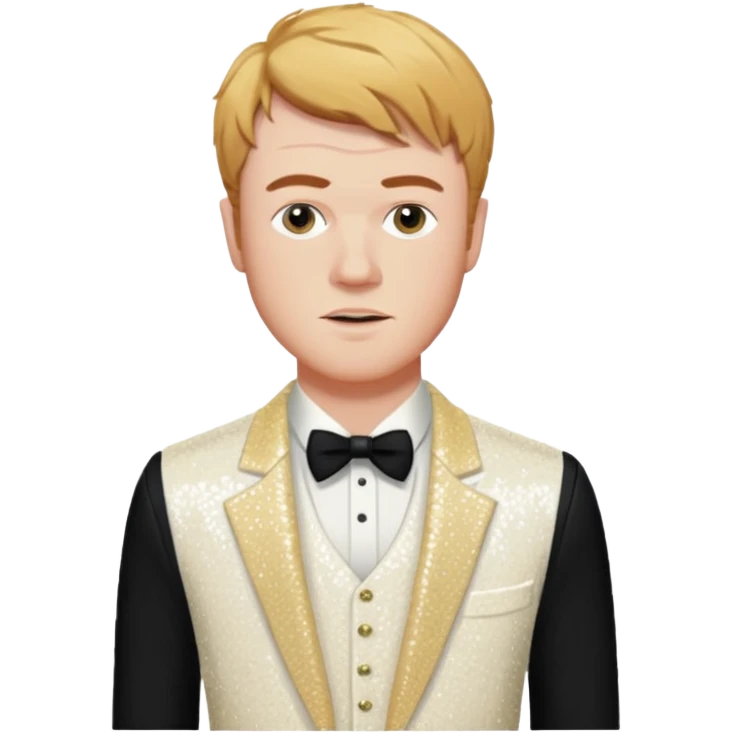 Finneas O'Connell with ivory sequin outfit emoji