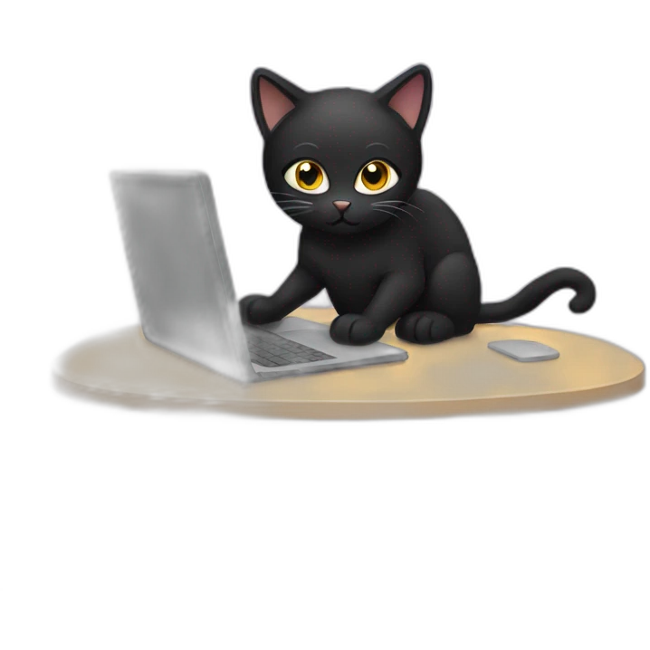black cat using laptop emoji