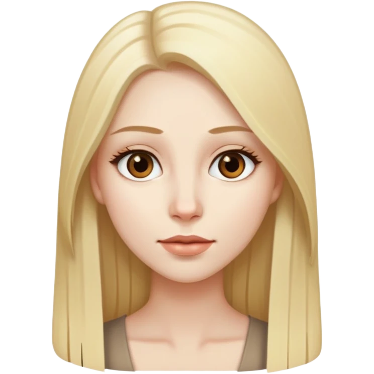 woman with pale skin, long straight blonde hair, brown eyes emoji