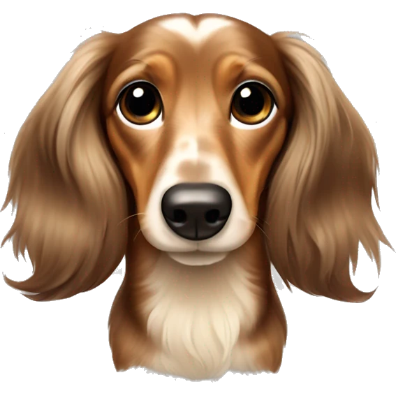 Long haired brown and cream dapple dachshund emoji